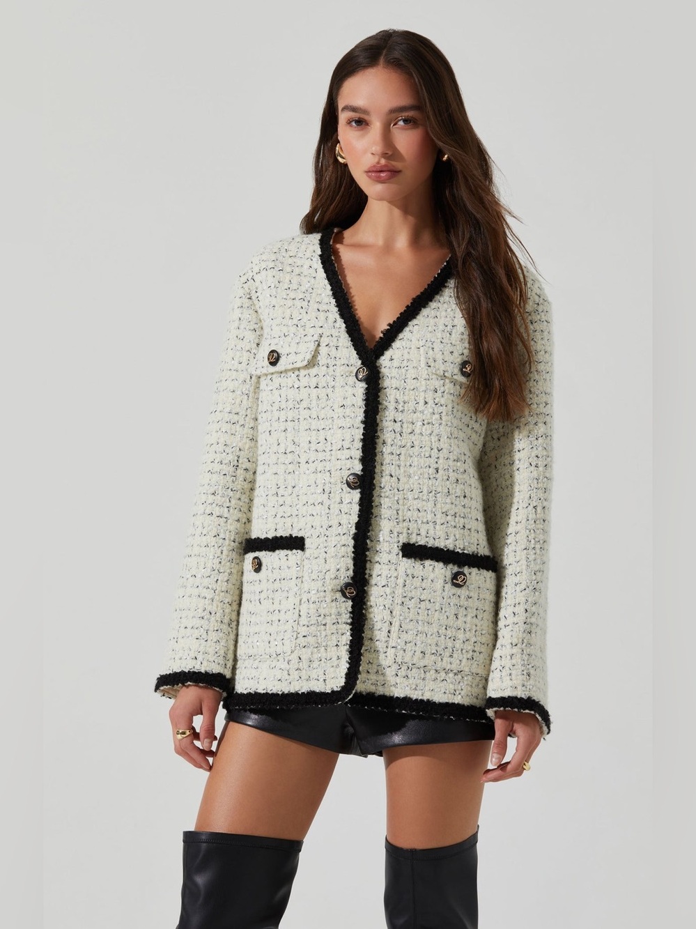 ASTR the Label Editha Wool Blend Tweed Coat Deviation